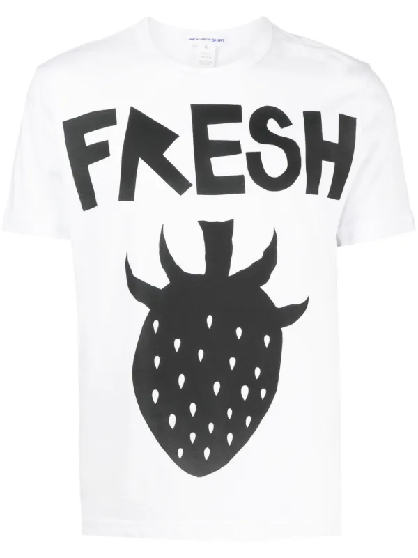 Comme Des Garçons Shirt strawberry-print Cotton T-shirt | White | FARFETCH  AO
