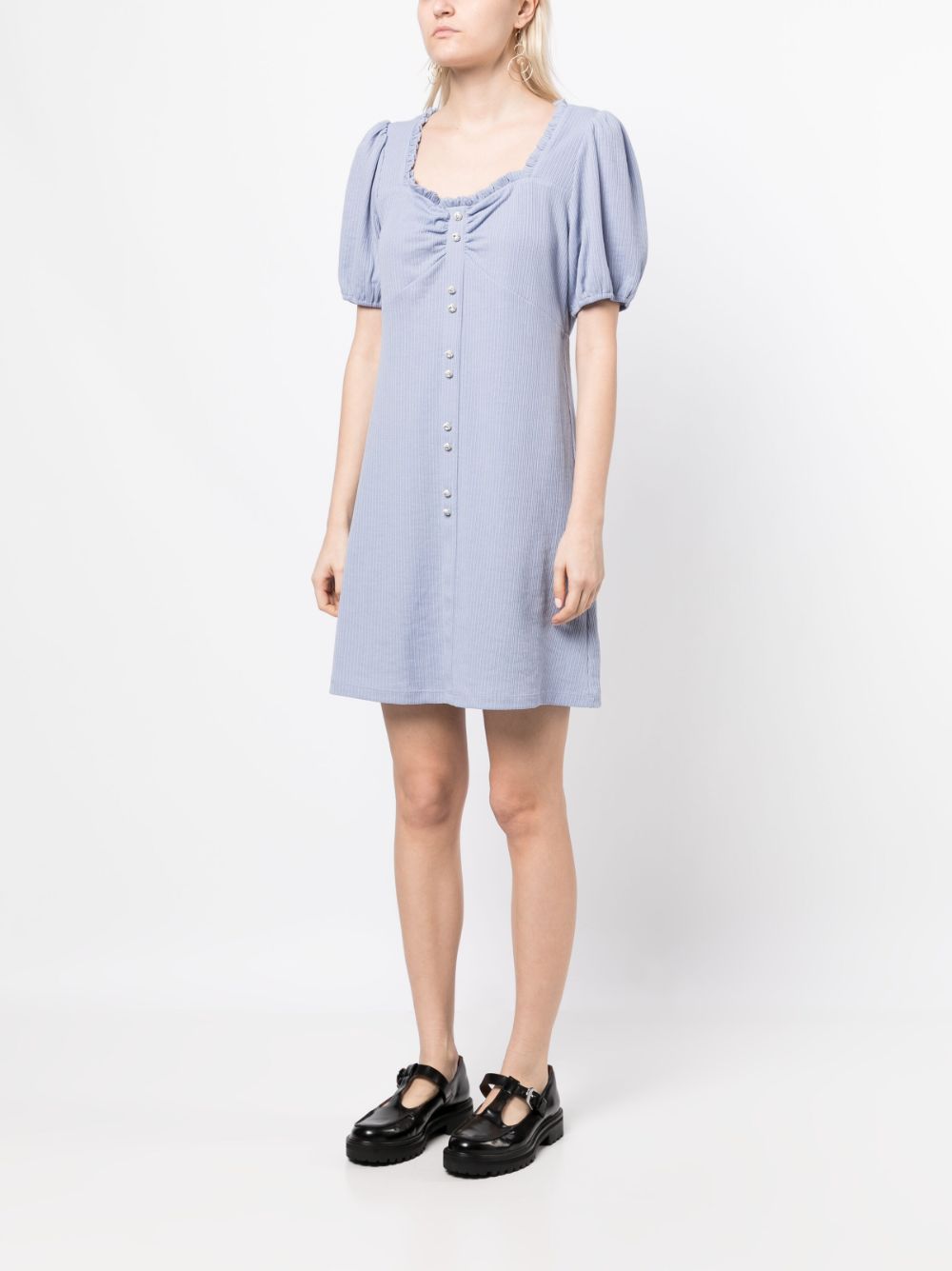 Shop B+ab Puff Sleeves Mini Dress In Blue