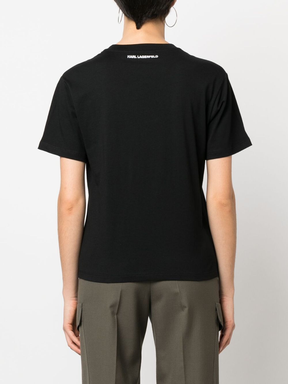 Shop Karl Lagerfeld Cut-out Cotton T-shirt In Schwarz