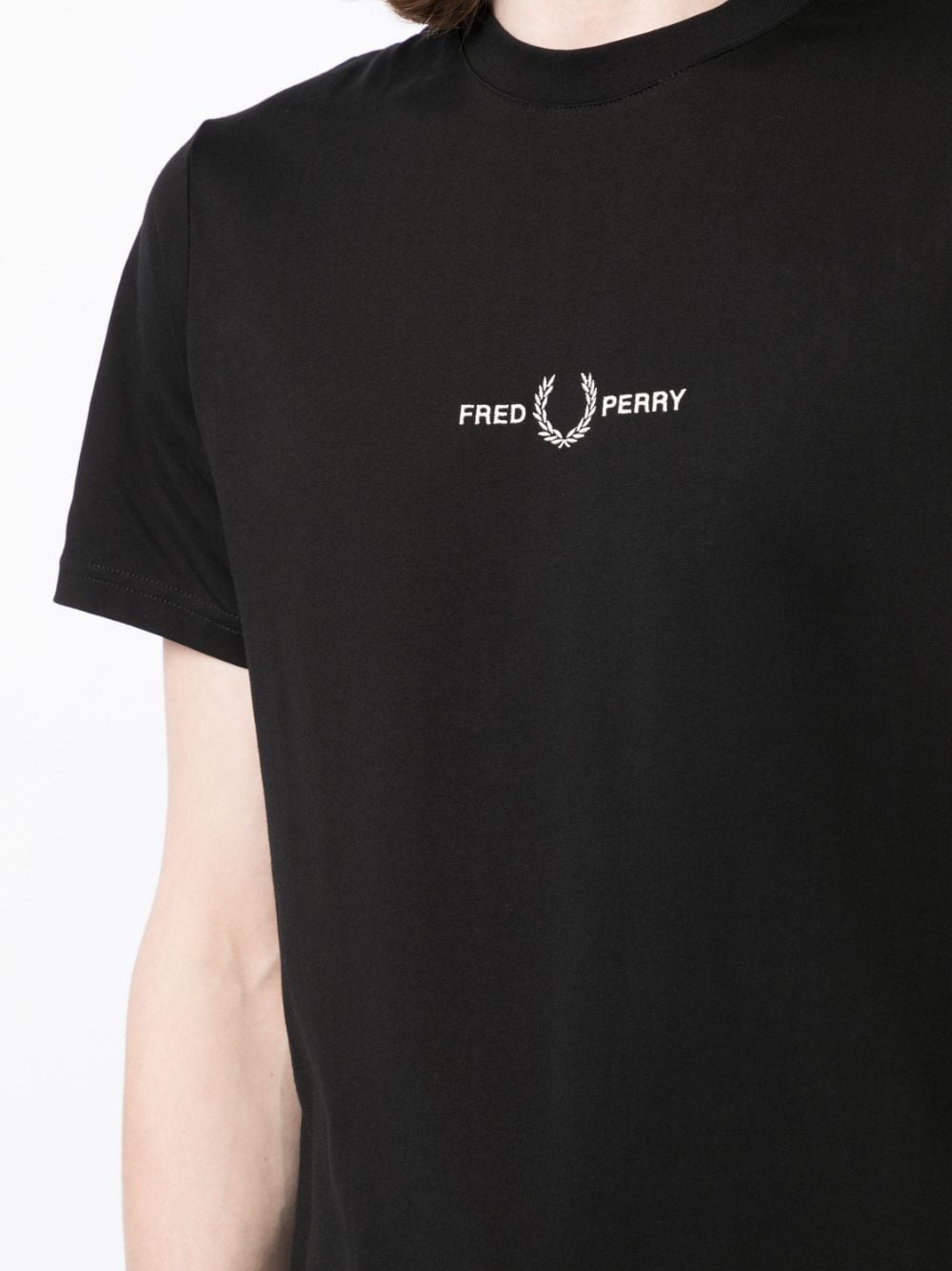 Shop Fred Perry Logo-embroidery Cotton T-shirt In Black
