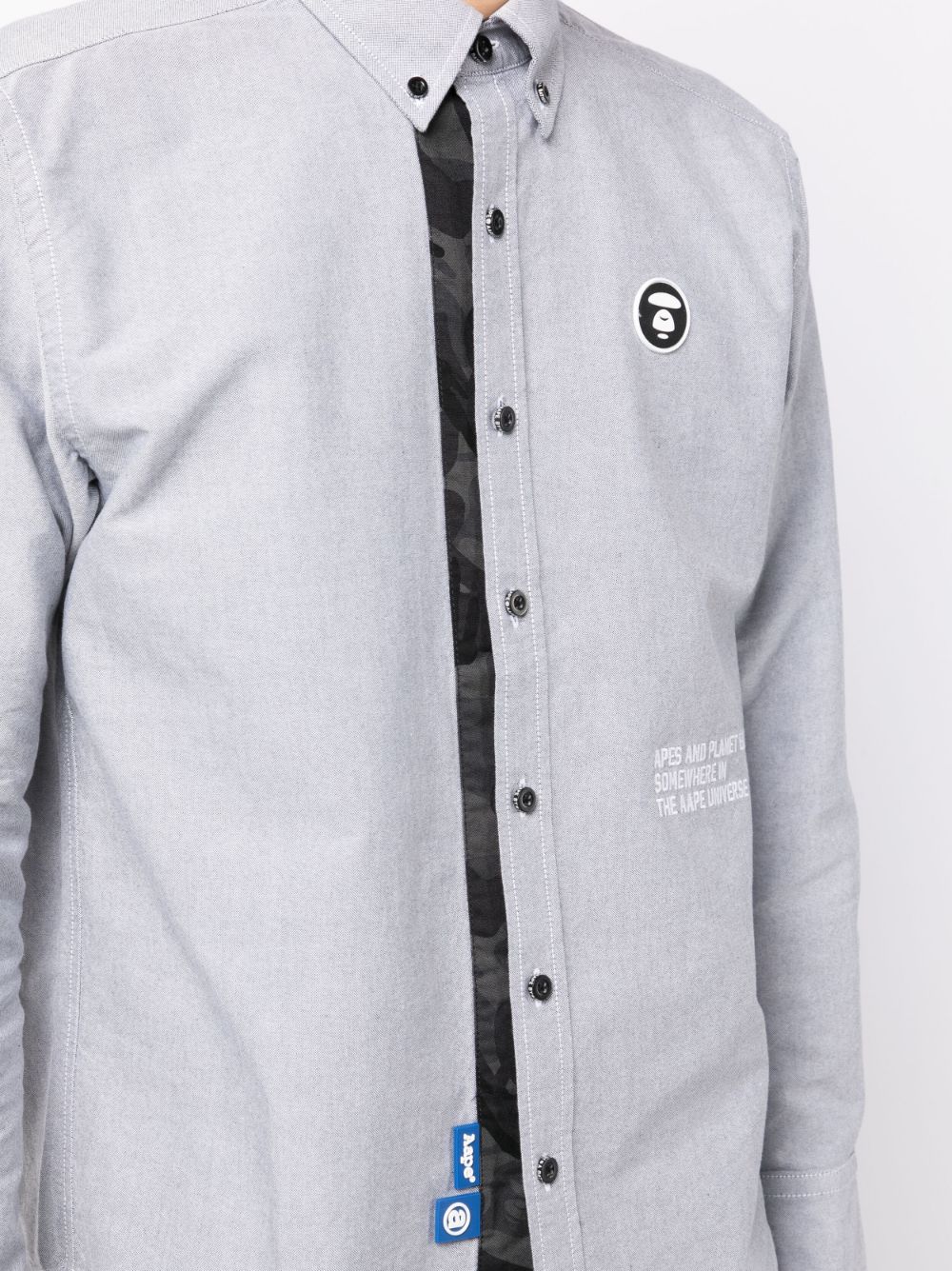 Shop Aape By A Bathing Ape Logo-patch Cotton Shirt In Grau