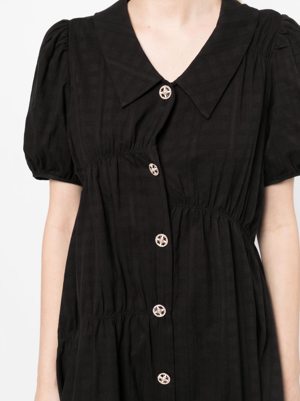 Shop B+ab Empire Button-down Cotton Dress In Black