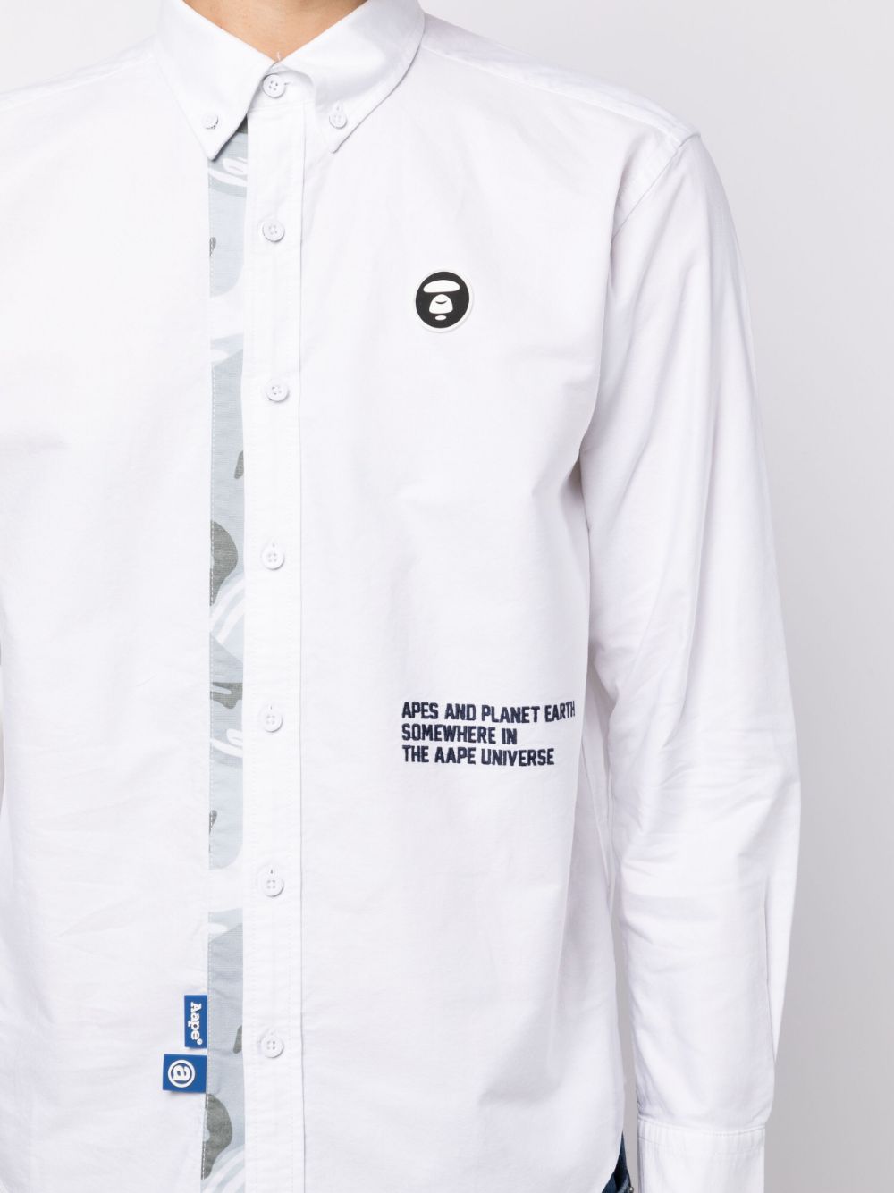 Shop Aape By A Bathing Ape Logo-patch Cotton Shirt In Weiss
