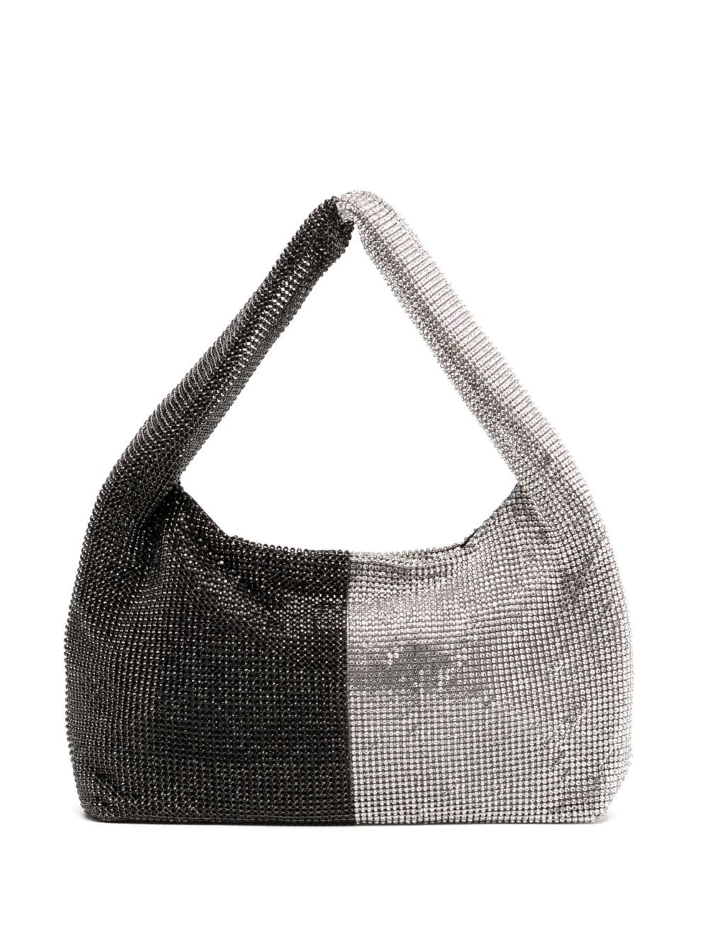 Kara Mini Crystal Mesh Hobo Bag  - Black/white - Brass