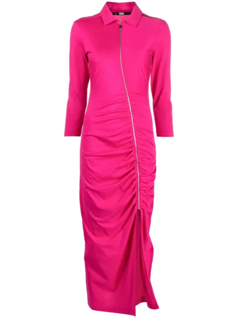 Karl Lagerfeld long-sleeve ruched cotton dress