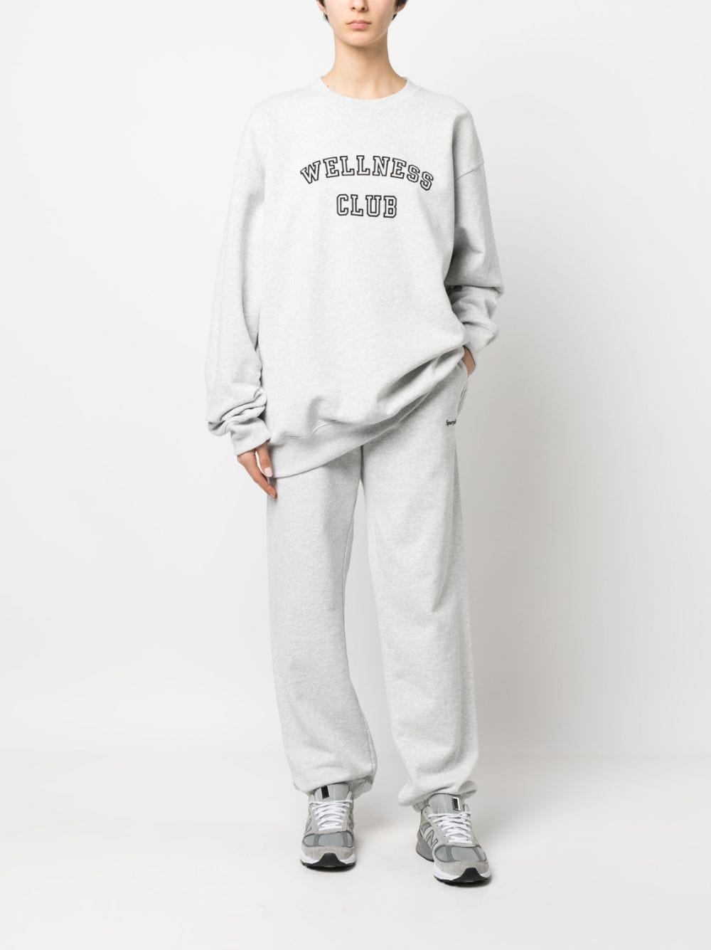 Shop Sporty And Rich Embroidered-logo Elasticated-waist Trousers In Grey