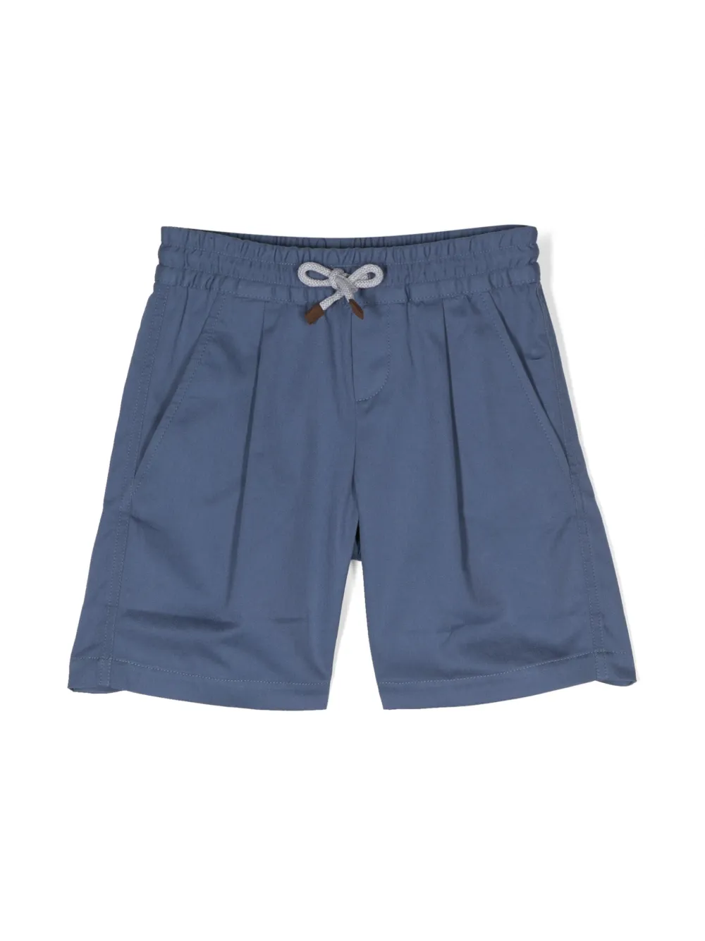 Brunello Cucinelli Kids' Cotton Drawstring Shorts In Blue