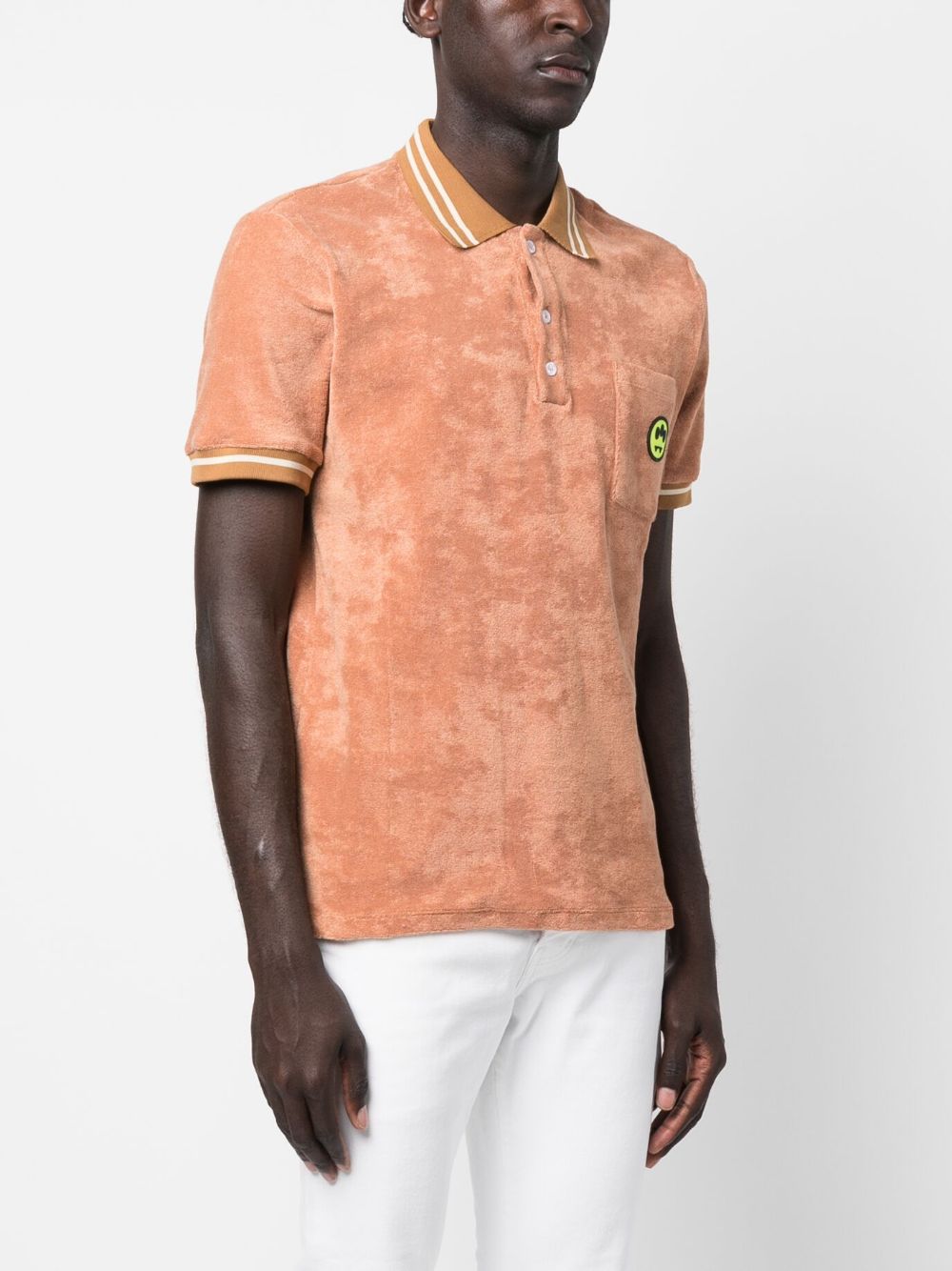 Shop Barrow Towelling-finish Logo-print Polo Shirt In 褐色