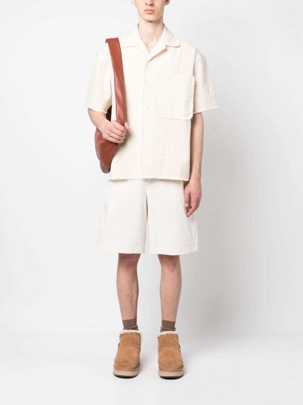 Shop Jacquemus Artichaut Frayed-edge Shirt In Nude