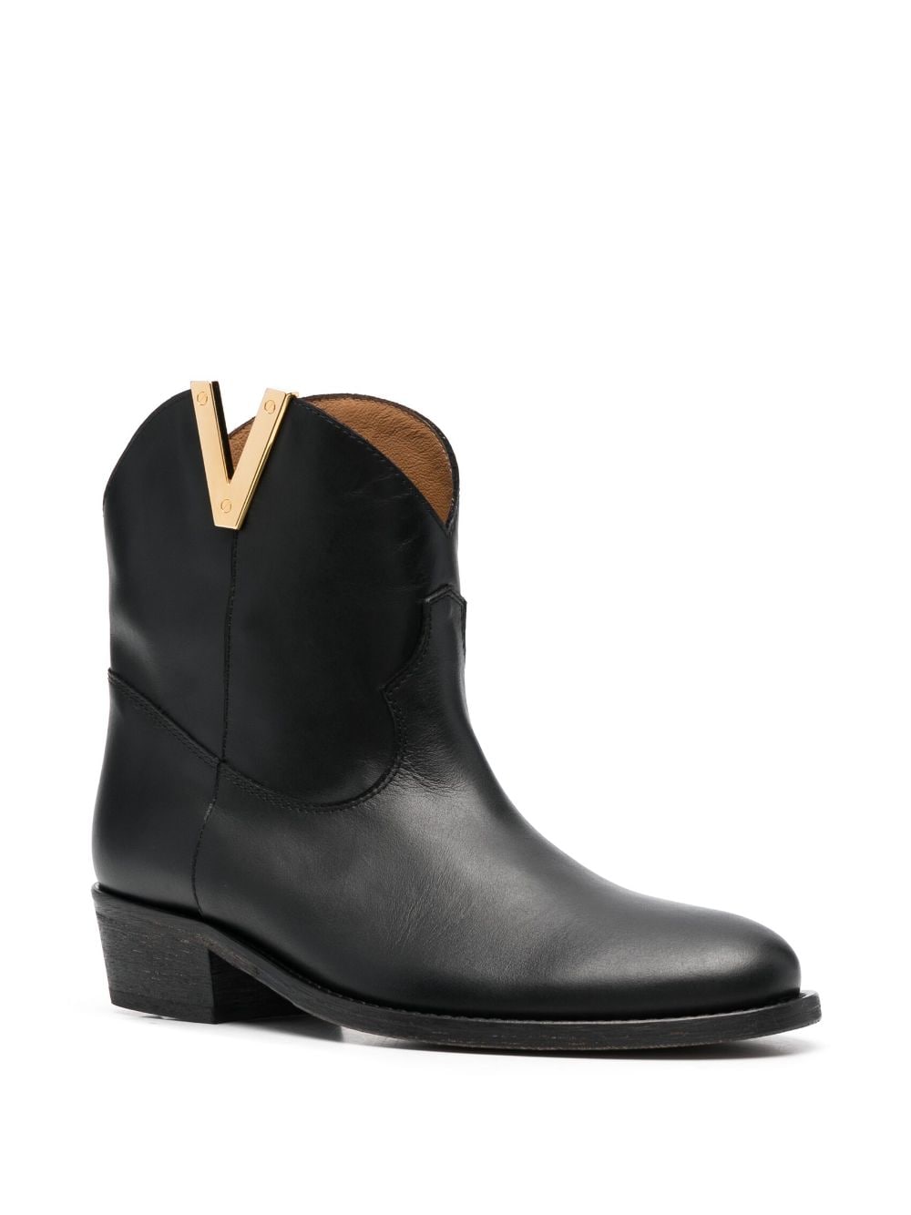 Shop Via Roma 15 Logo-plaque Leather Boots In Schwarz