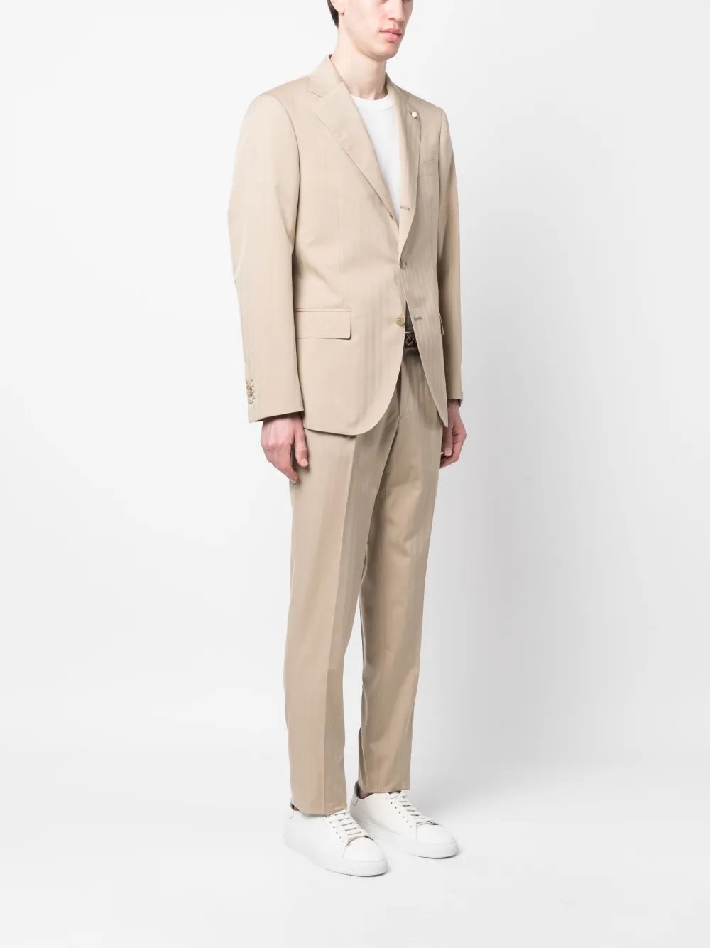 LUIGI BIANCHI MANTOVA tonal-stripe single-breasted Suit - Farfetch