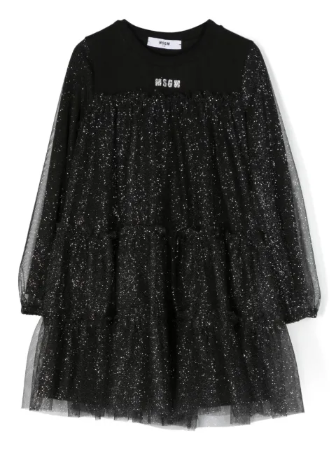 MSGM Kids glitter-embellished flared dress