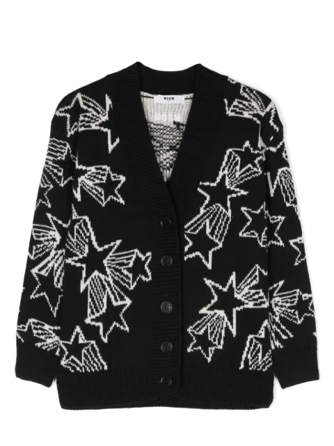 MSGM Kids patterned intarsia-knit V-neck cardigan 