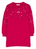 MSGM Kids logo-print crystal-embellished dress - Pink