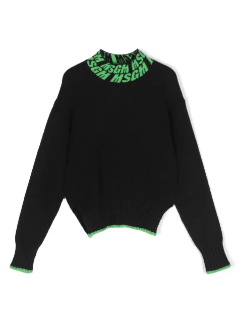 MSGM Kids suéter tejido de canalé en intarsia