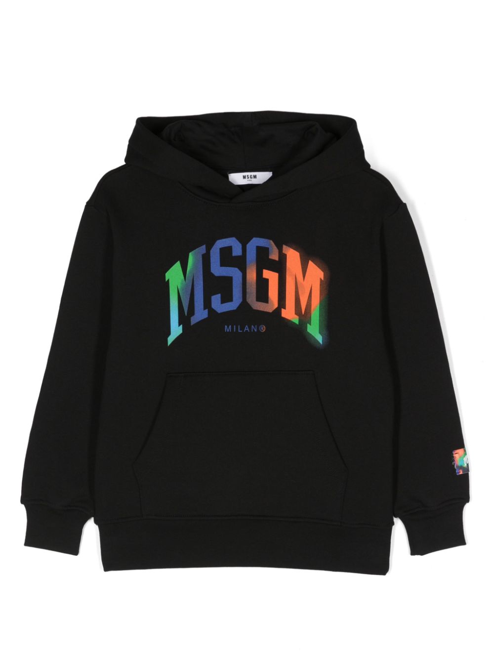 MSGM Kids logo-print cotton hoodie - Black