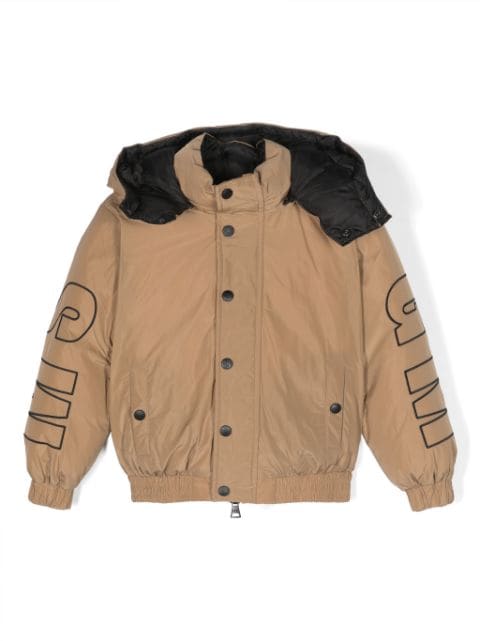 MSGM Kids logo-embroidered two-tone puffer jacket