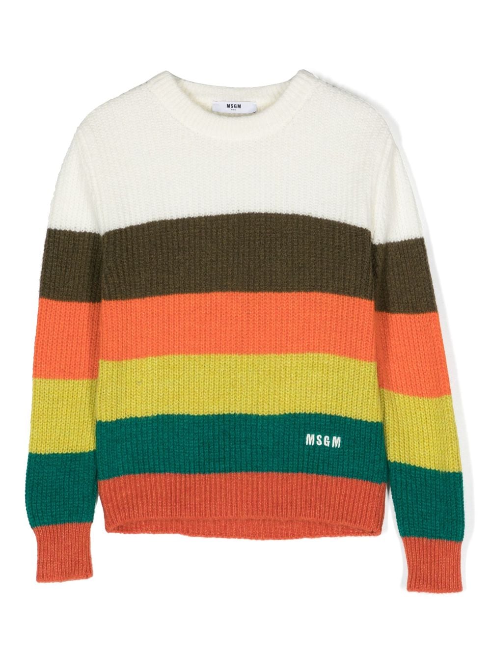 MSGM Kids stripe-pattern colour-block jumper - Green