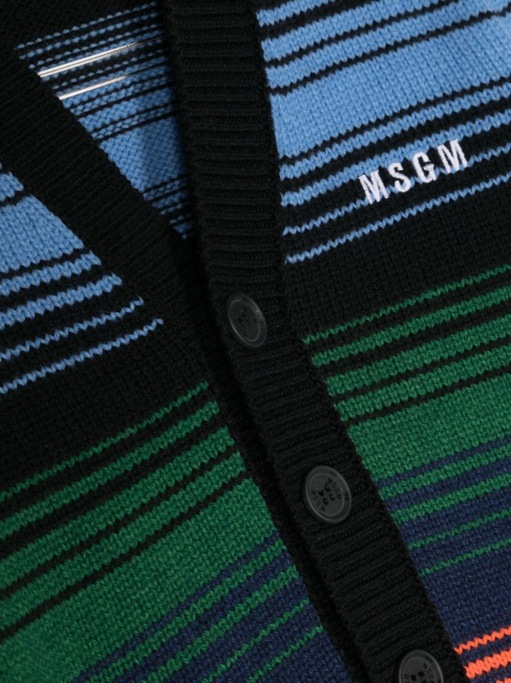 Shop Msgm Logo-embroidered V-neck Cardigan In Black