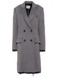 Miu Miu logo-embroidered double-breasted coat - Grey