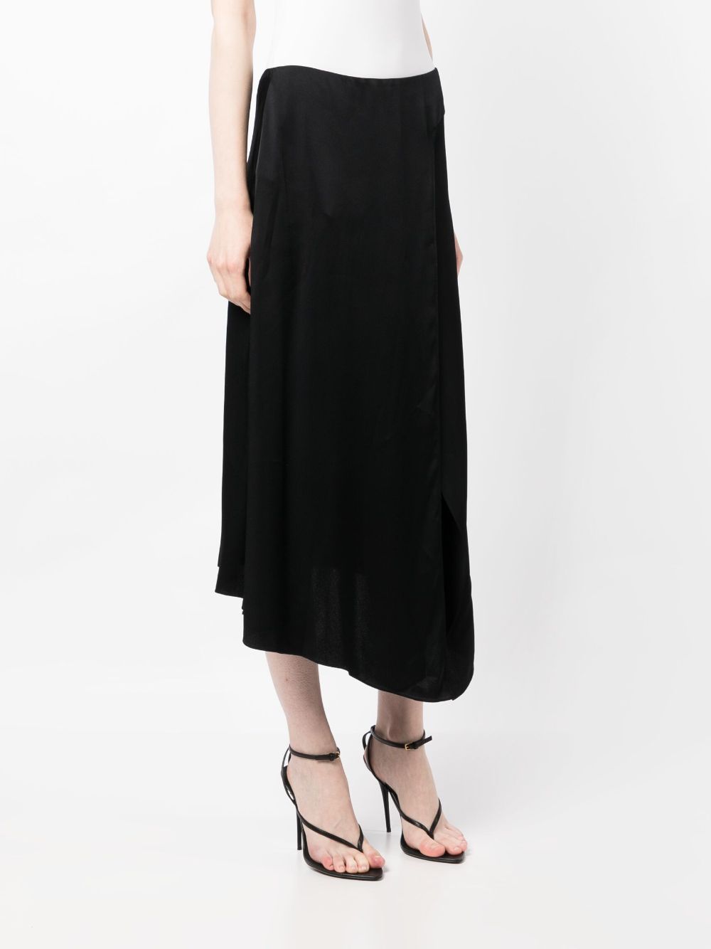 Shop Stella Mccartney Asymmetric High-waisted Midi Skirt In Black
