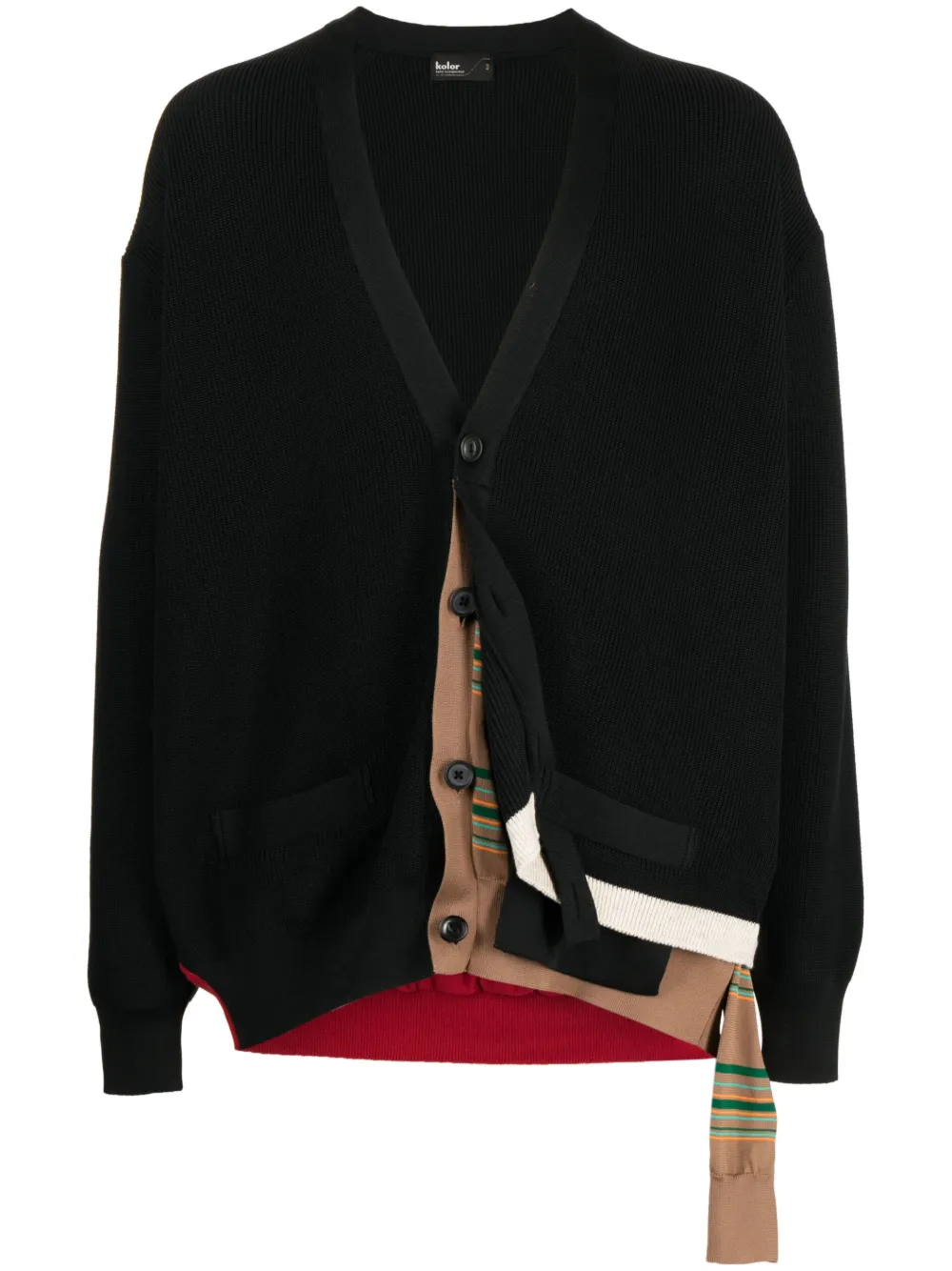Kolor layered ribbed cardigan