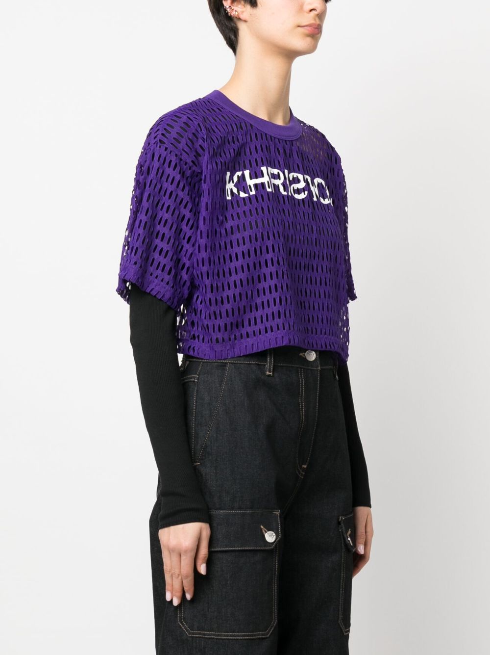 Shop Khrisjoy Logo-print Perforated T-shirt In Violett