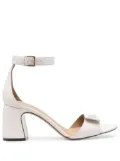 Emporio Armani 75mm logo-plaque leather sandals - Neutrals