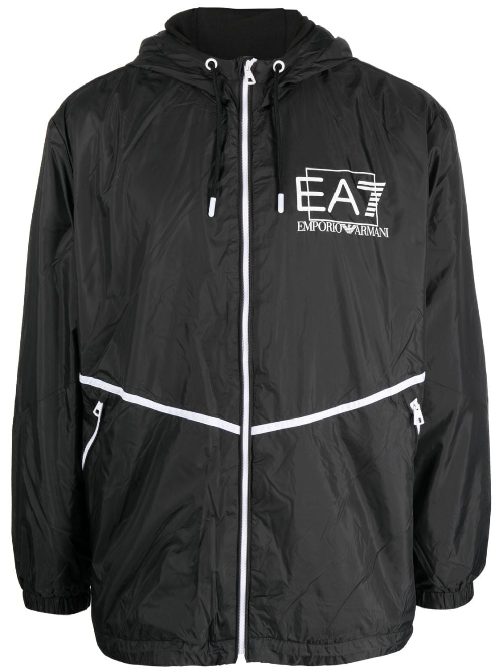 Ea7 Emporio Armani logo-print hooded jacket