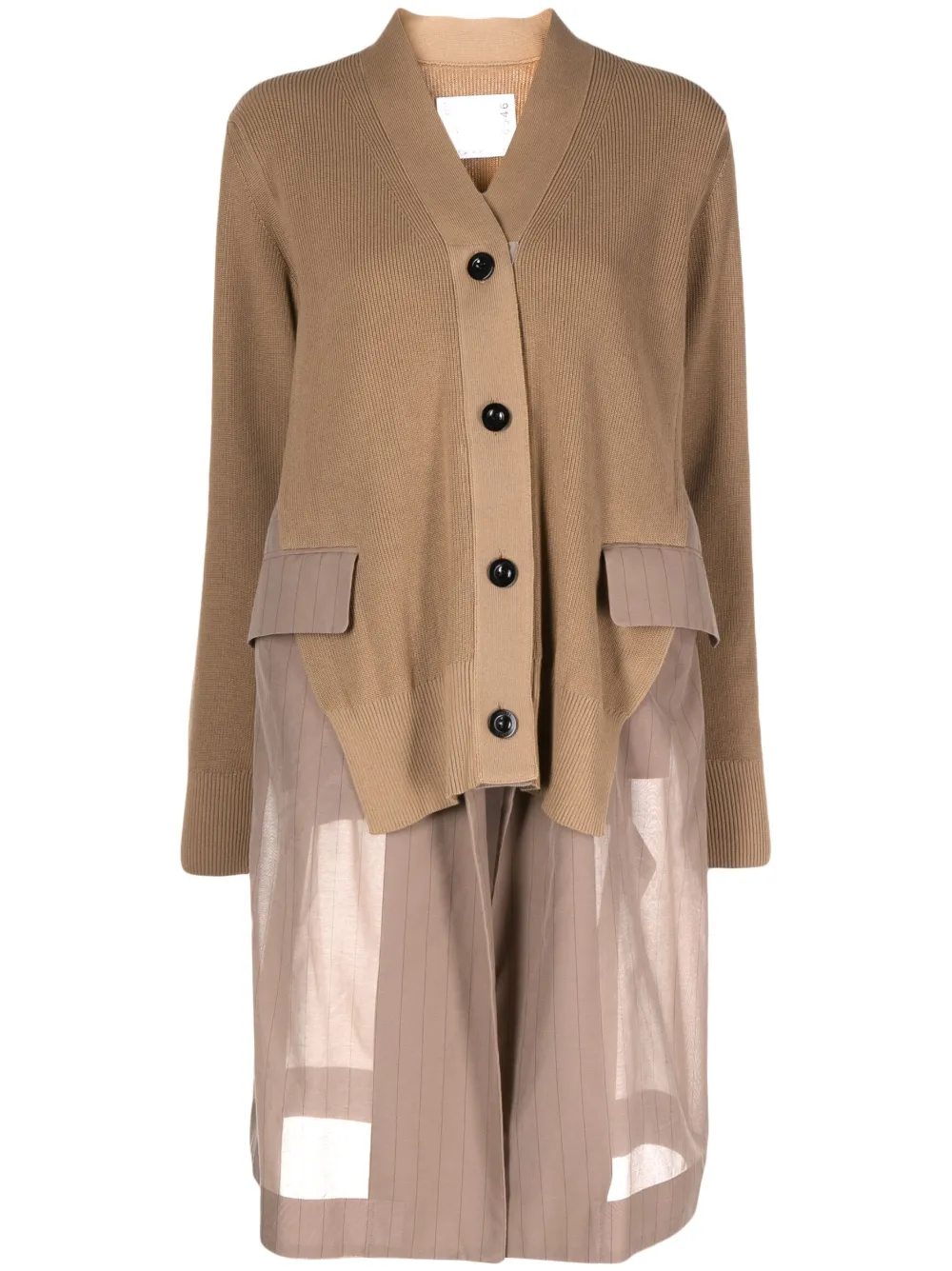 sacai reconstructed knitted cardigan - Brown