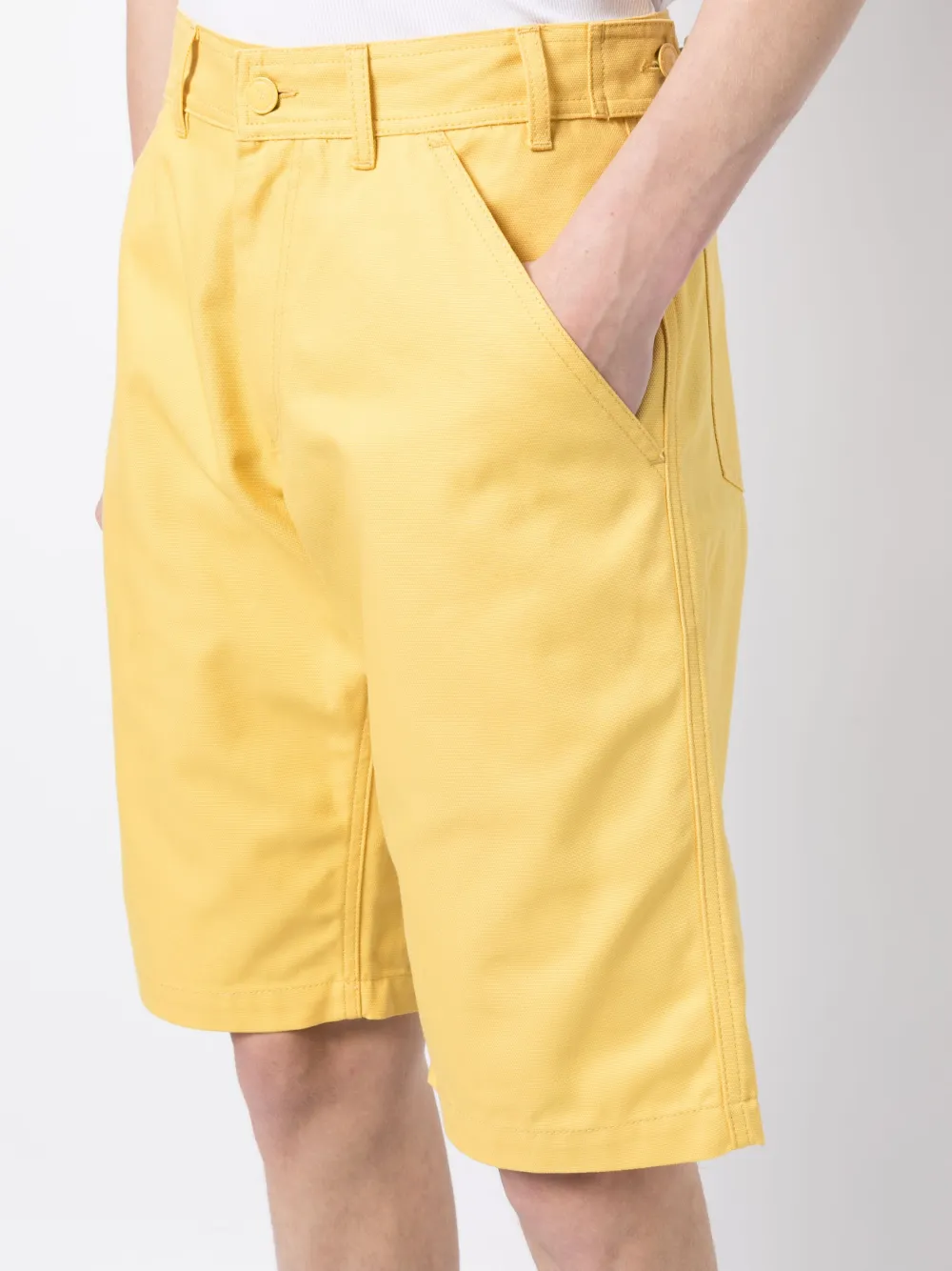 Shop Raf Simons Logo-patch Tailored Shorts In Yellow