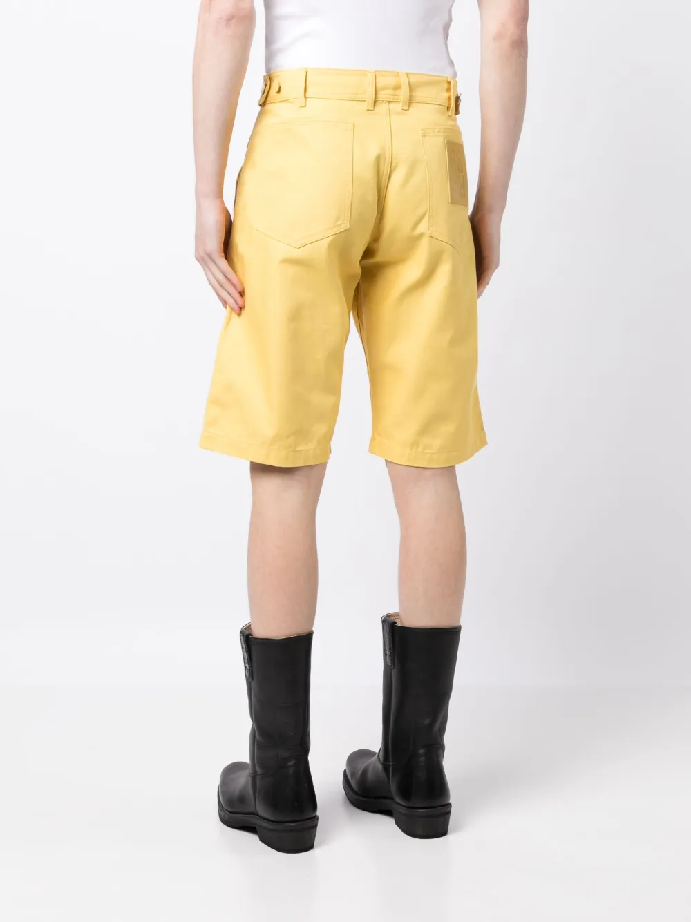 Shop Raf Simons Logo-patch Tailored Shorts In Yellow