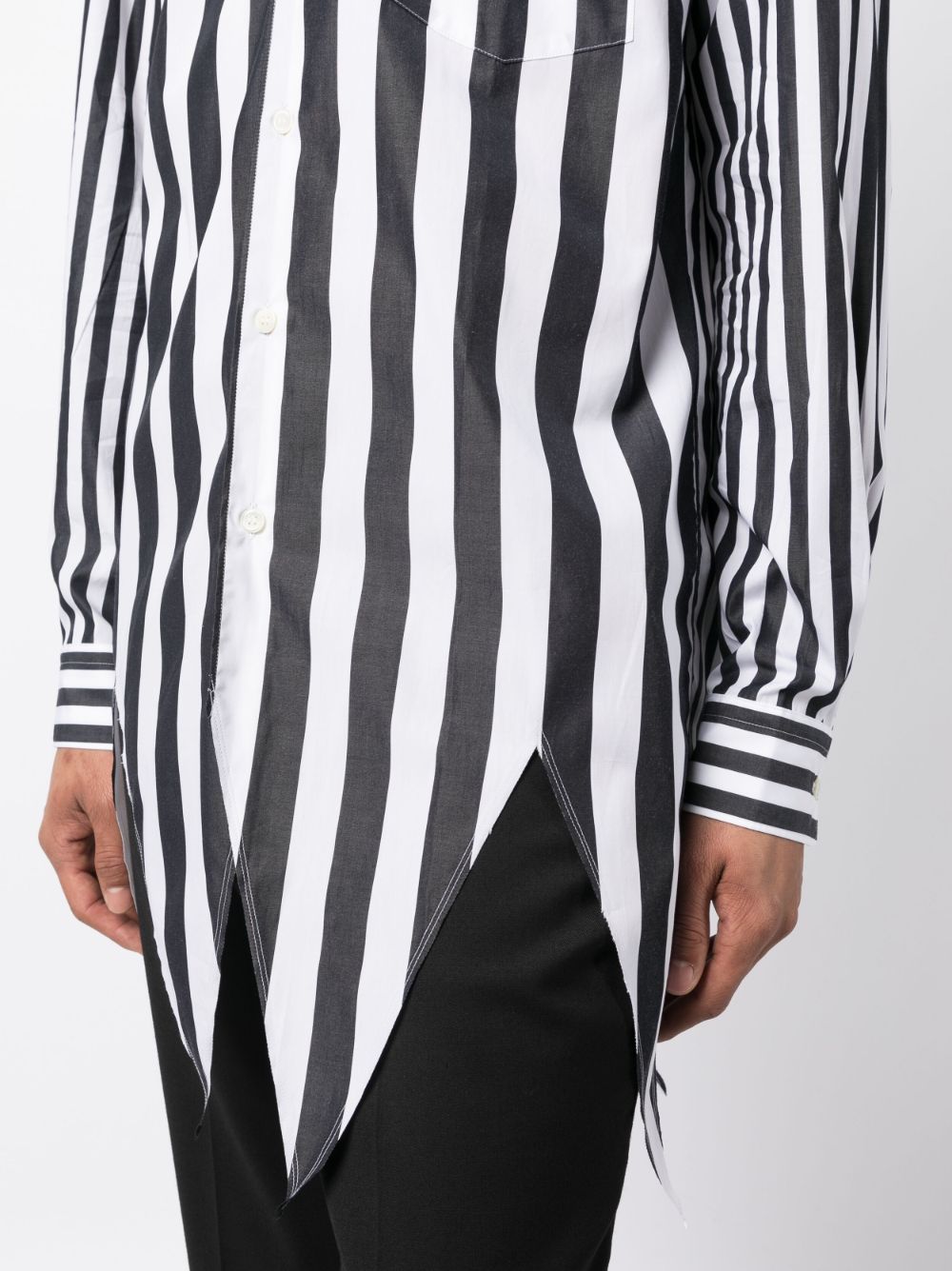 Shop Comme Des Garçons Homme Deux Striped Long-sleeve Cotton Shirt In Weiss
