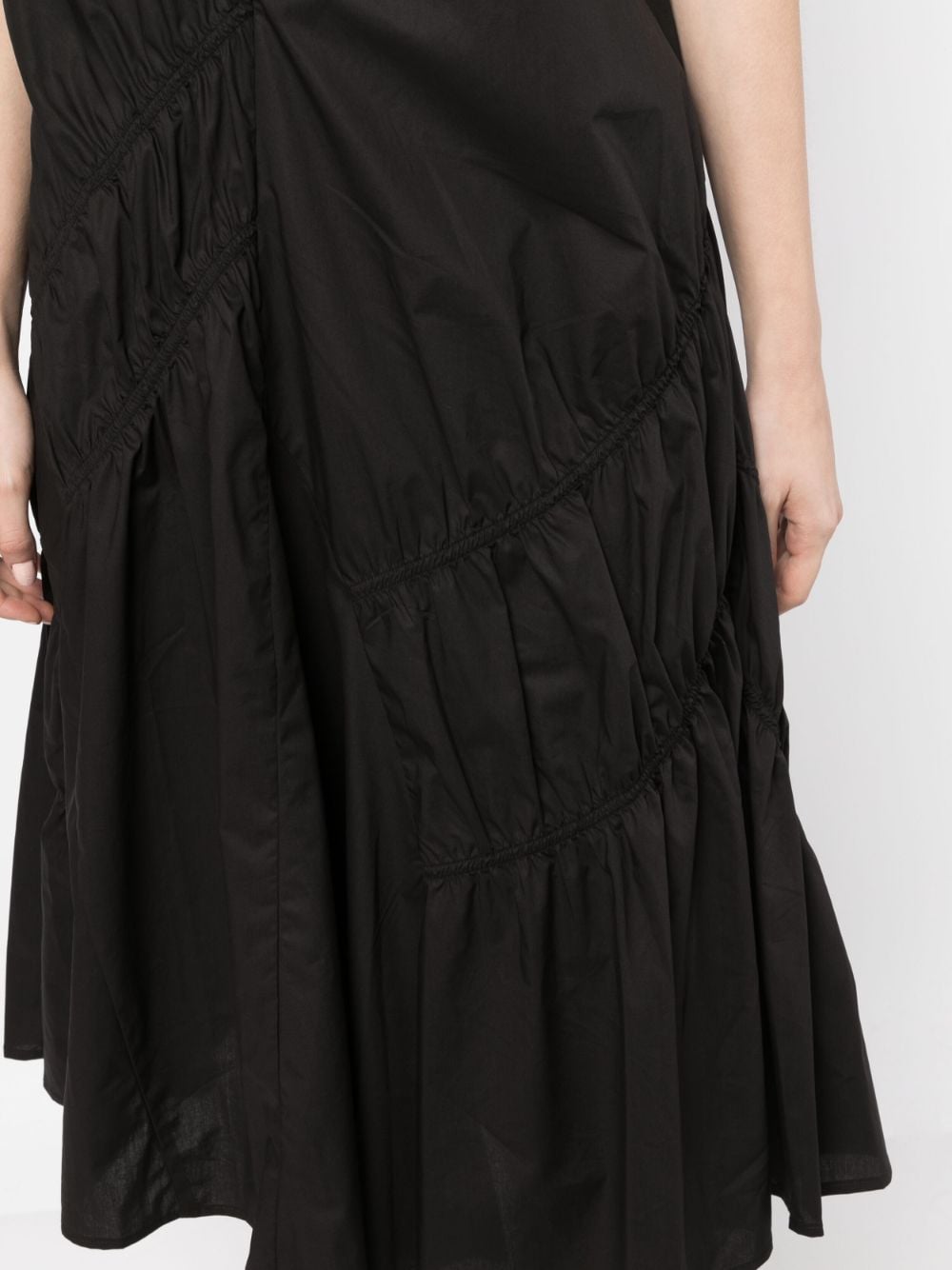 Shop B+ab Empire-line Cotton Midi Dress In Black