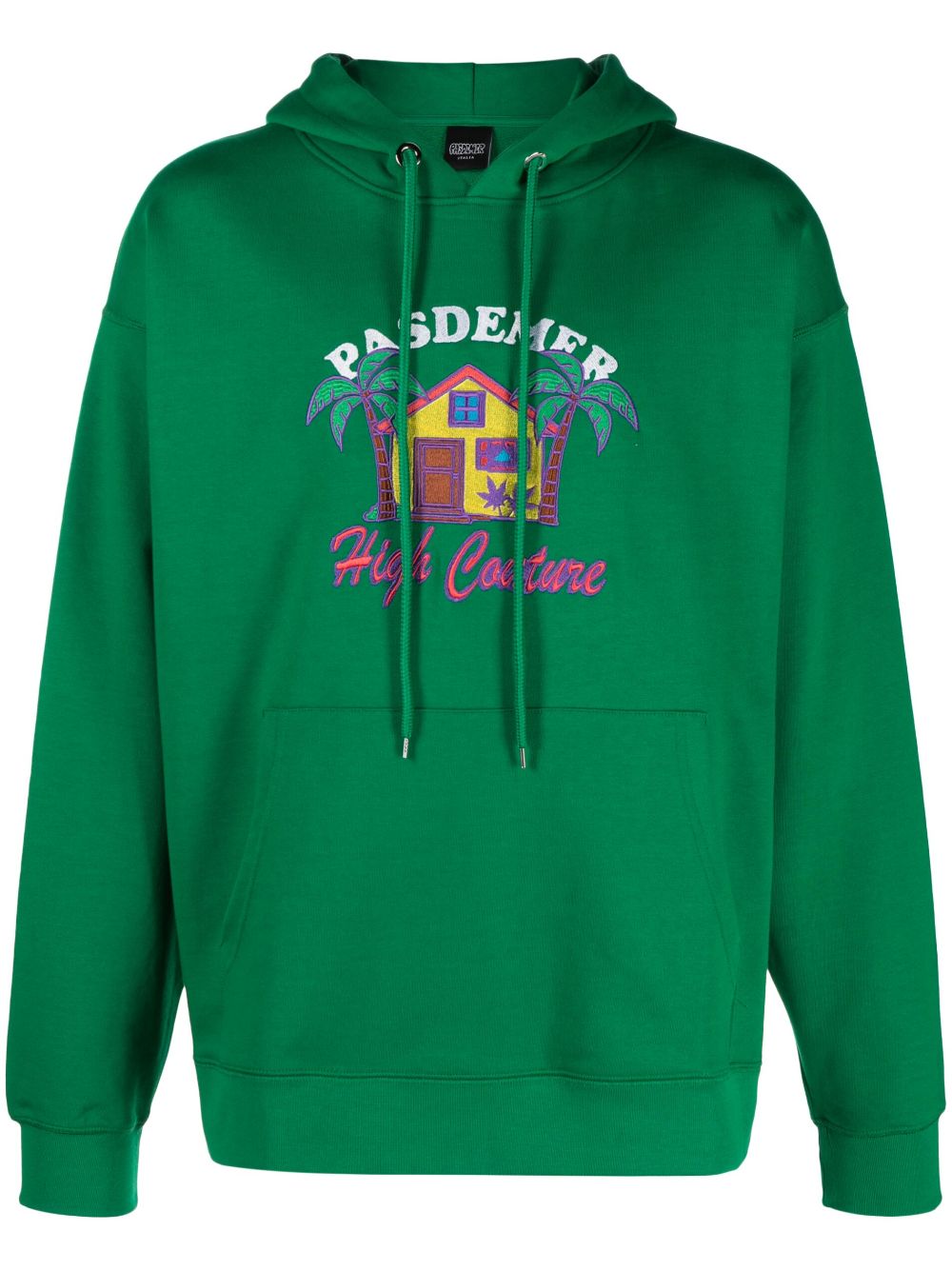 Pas De Mer High Couture Logo-embroidered Hoodie In Green