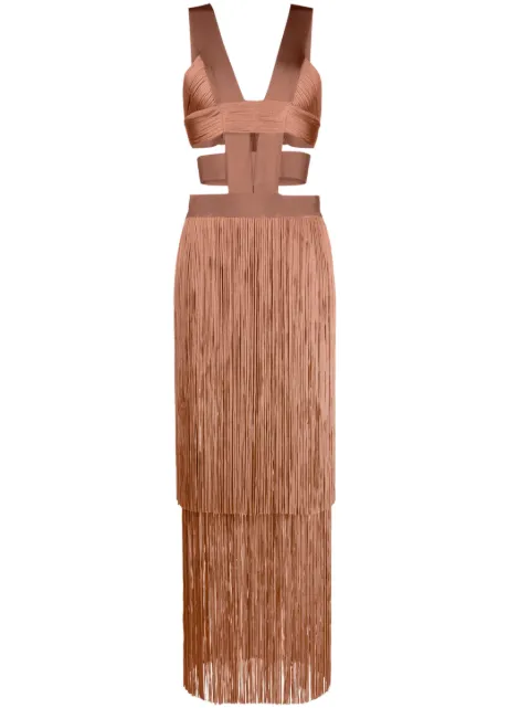 Hervé Léger vestido sin mangas con detalle de flecos