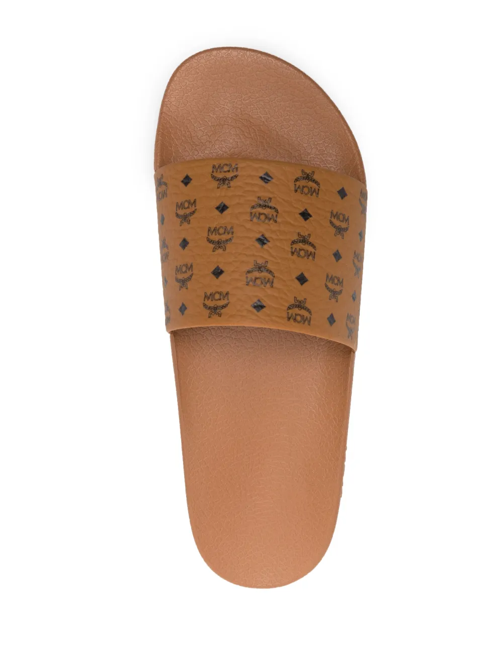 MCM logo-print single-strap slides Brown