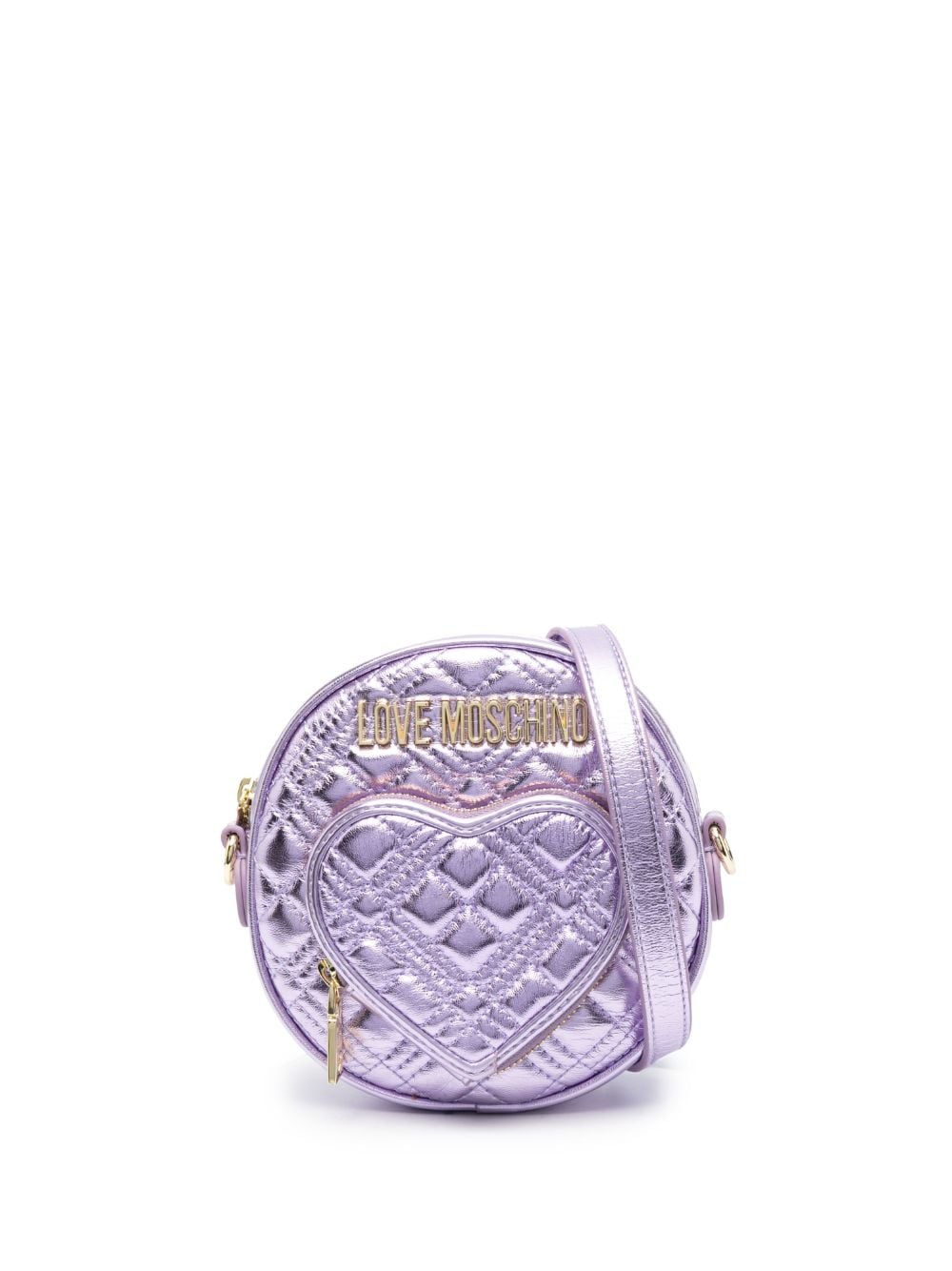 Love Moschino Quilted Round-shape Mini Cross-body Bag In Purple