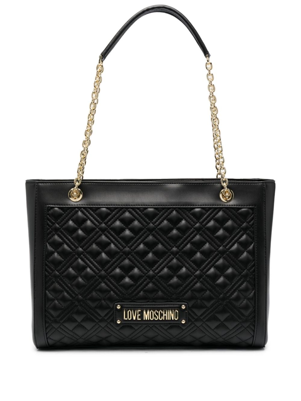 Love Moschino logo-embossed quilted tote bag - Black