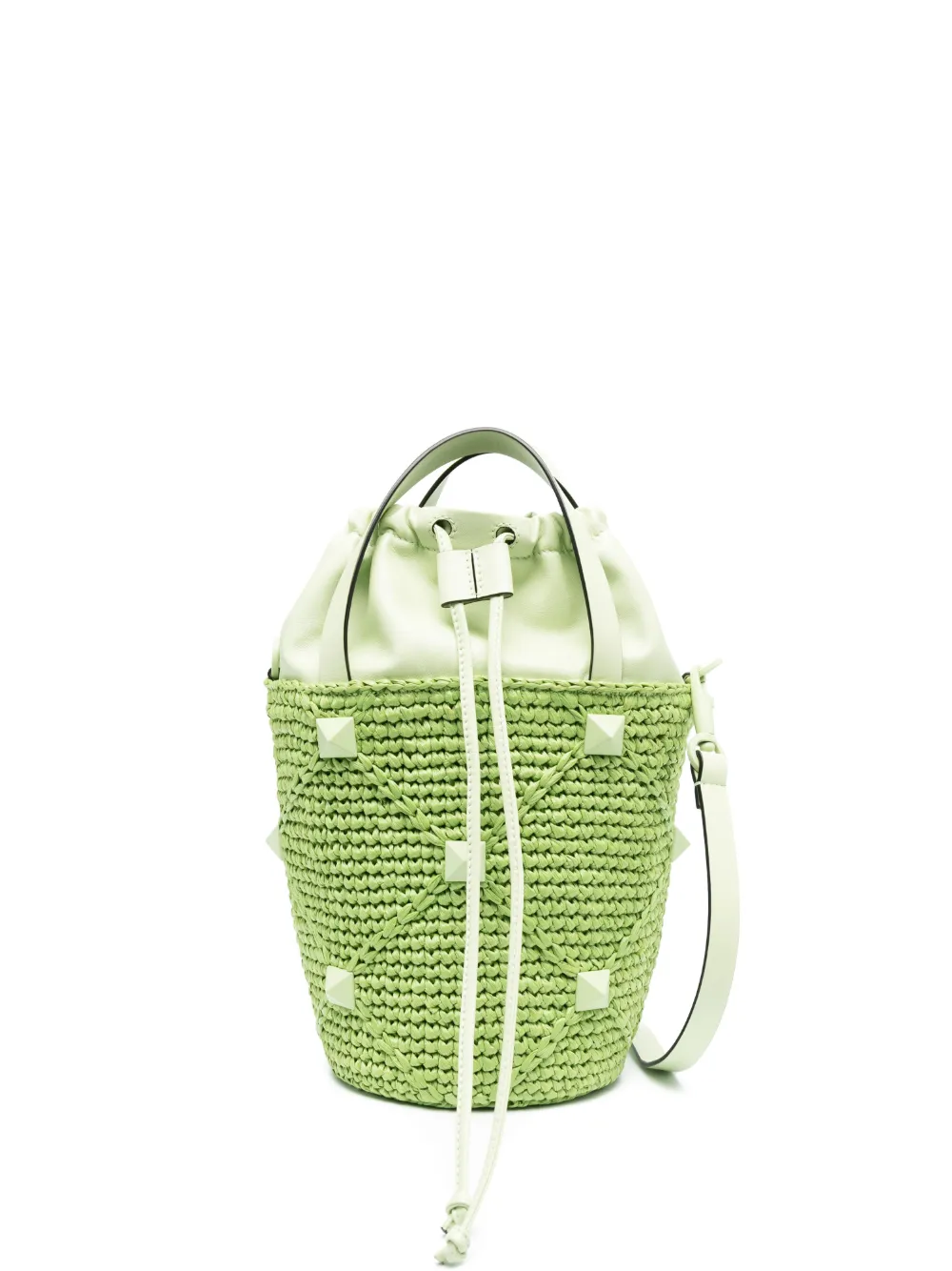Valentino Garavani Roman Stud raffia bucket bag