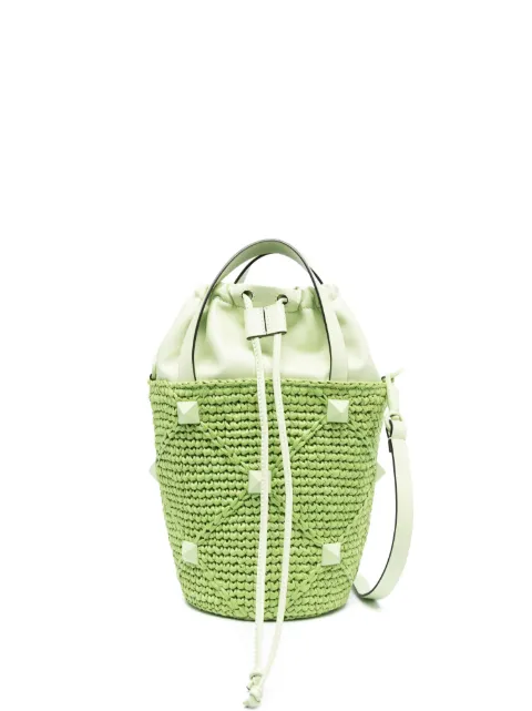 Valentino Garavani Roman Stud raffia bucket bag