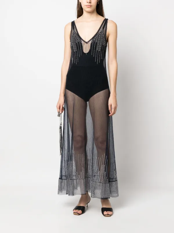 sheer studded dress Black Sheer Mesh Maxi Dress - Rhinestone Dress - Long Sleeve Gown
