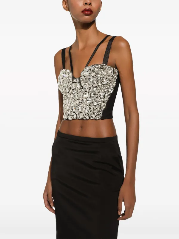 Dolce & Gabbana crystal-embellished Crop Top | Black | FARFETCH