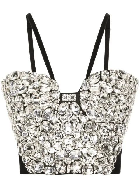 Dolce & Gabbana توب قصير مزين بكريستال
