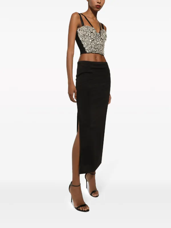 Dolce & Gabbana crystal-embellished Crop Top | Black | FARFETCH