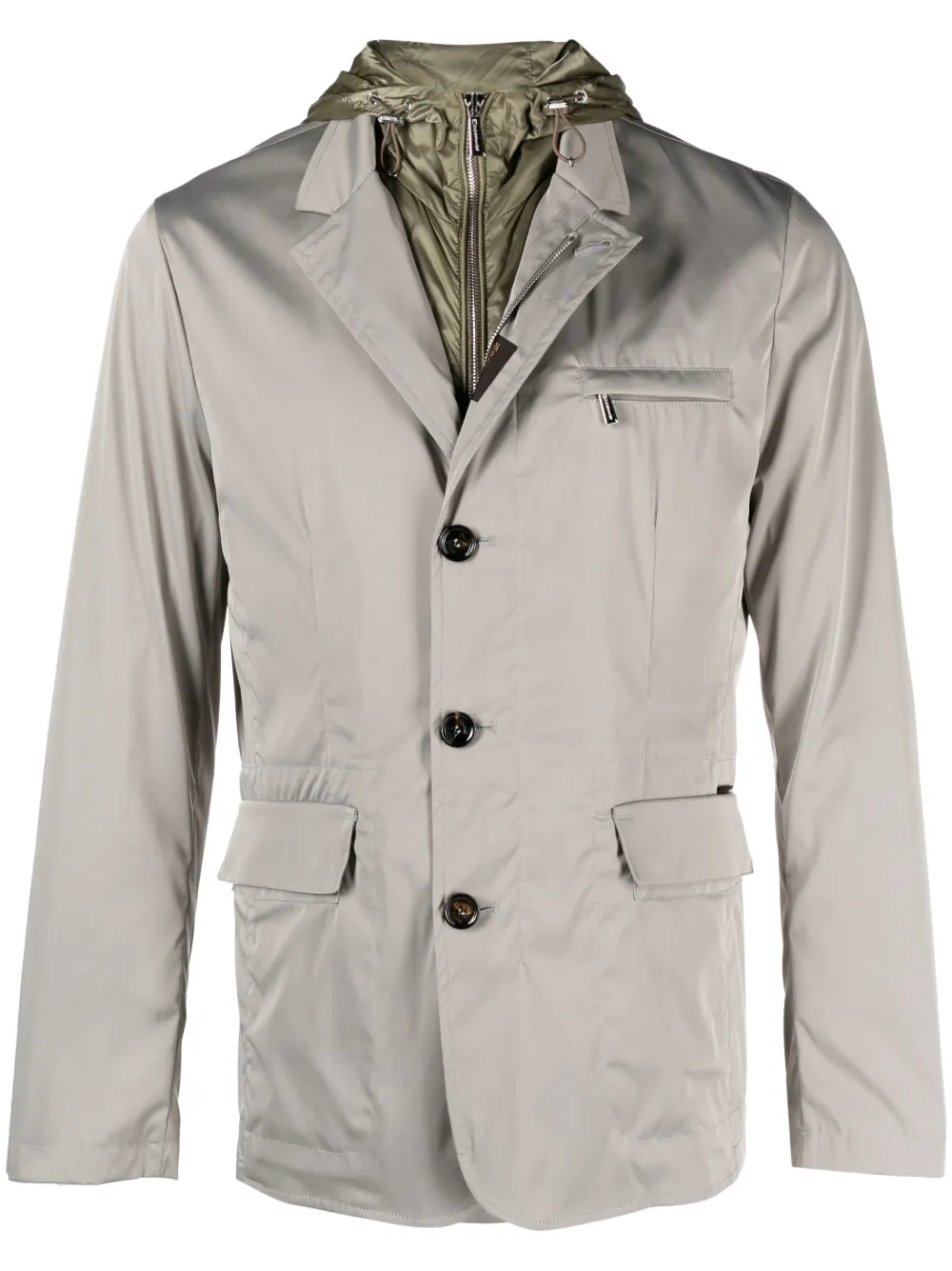 Moorer single-breasted hooded jacket - Grey