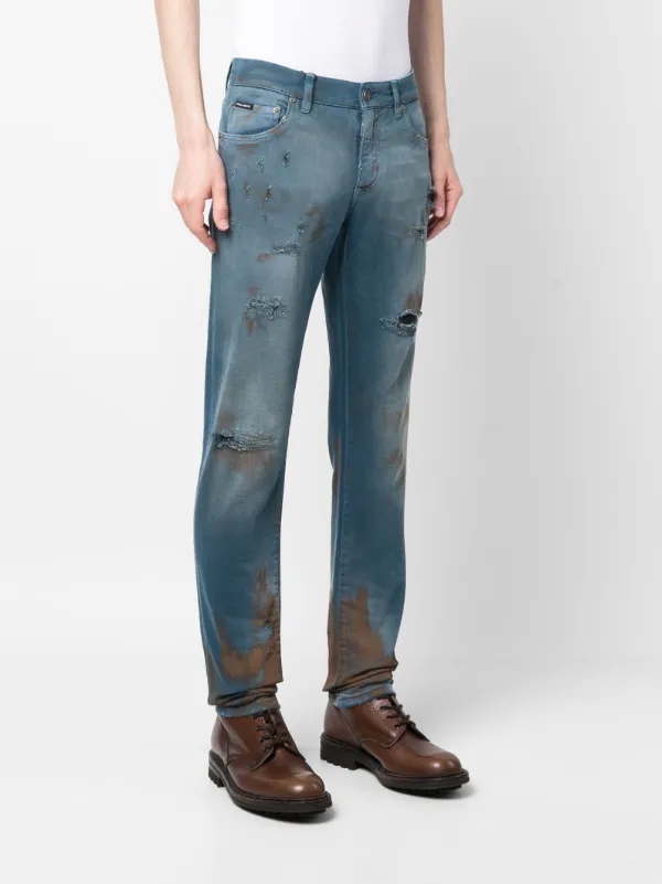 Dolce & Gabbana Distressed straight-leg Jeans | Blue | FARFETCH