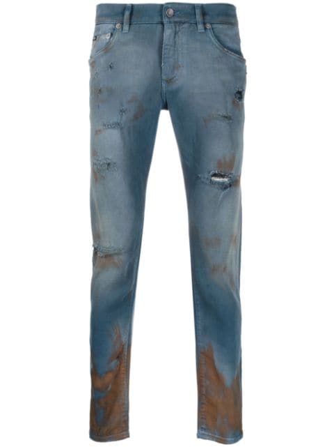Dolce & Gabbana distressed straight-leg jeans