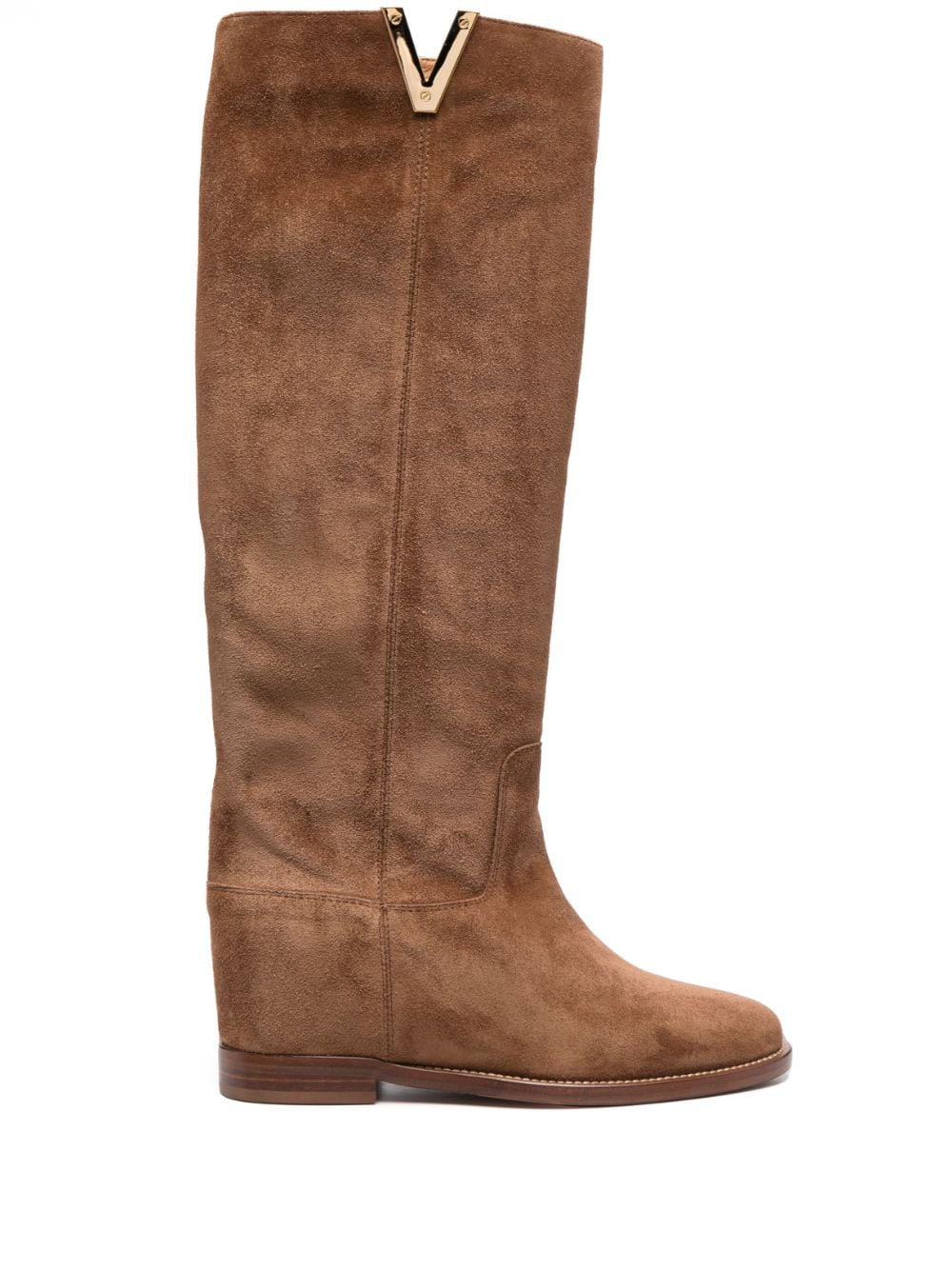 Shop Via Roma 15 Knee-length Leather Boots In Braun