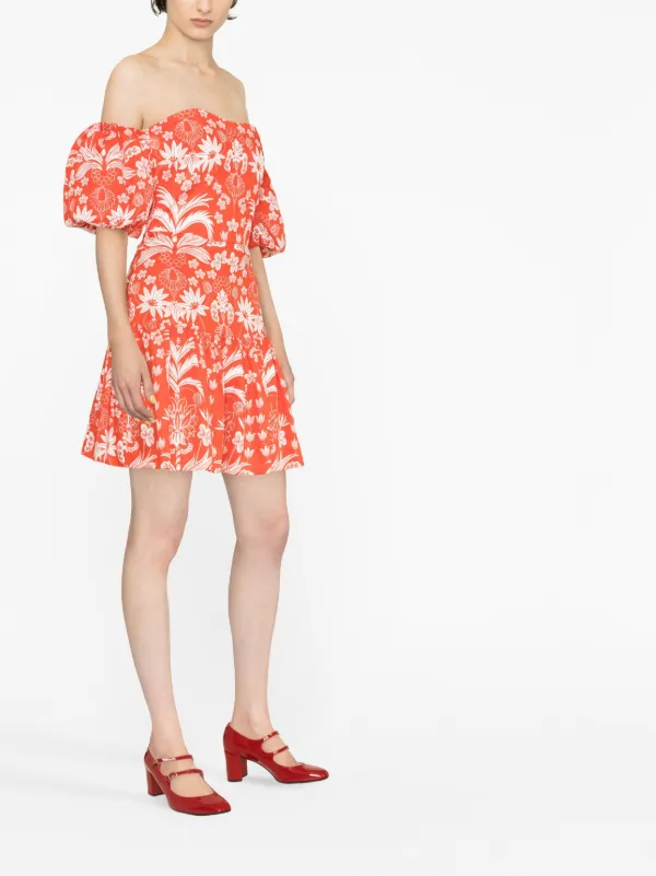 Borgo de Nor Ziggy Off-Shoulder Floral-print Dress - Red